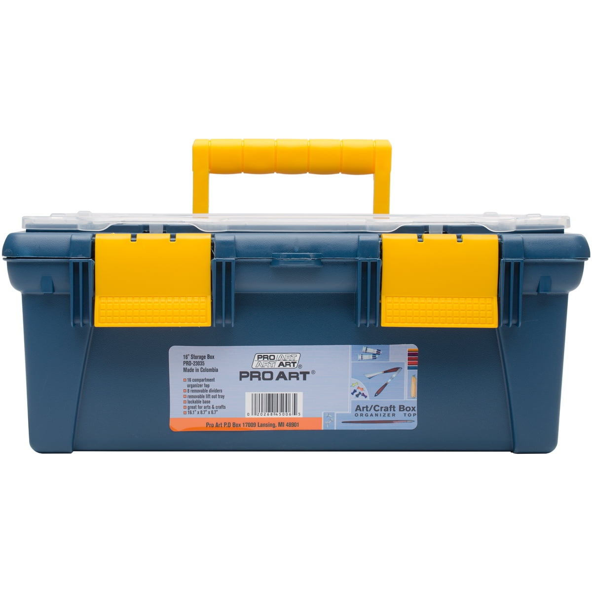 Pro Art Storage Box with Organizer Top, 16.1" x 8.7" x 6.7" Blue