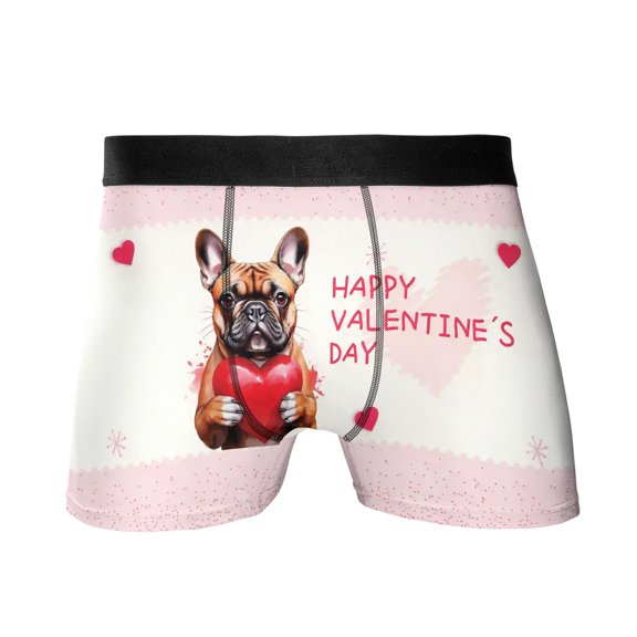 Happy Valentine's Day French Bulldog Brings Love Heart All Over Print Boxer Briefs Underwear for Men Dad Dog Lover Gifts - 02028