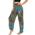 thumbnail image 5 of SWSMCLT Women's Boho Harem Yoga Pants Indian Smocked Waist Baggy Bohemian Buddha Gypsy Balloon Pocket Thai Hippie Beach Print Bloomers LoungeTrousers A-Patterned15 Small-Large, 5 of 5