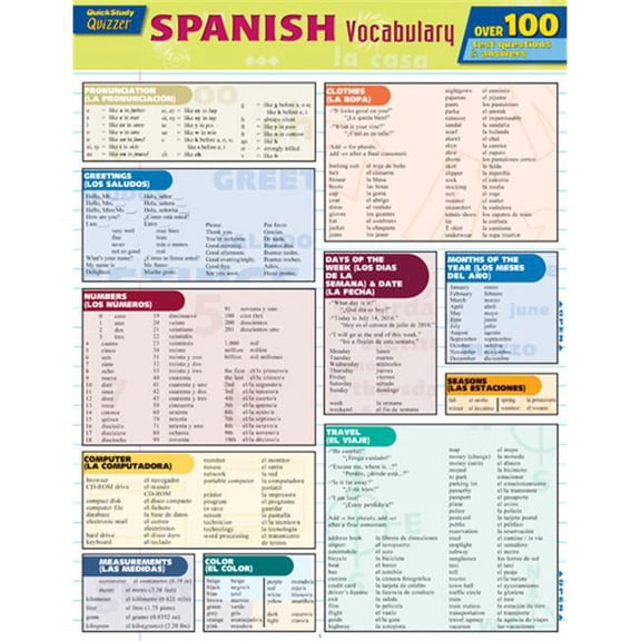 Spanish Vocabulary Quizzer Quickstudy Easel