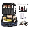 thumbnail image 2 of FORMRS Travel Makeup Bag Large Capacity Train Case Cosmetic Organizer with Adjustable Dividers, Blue Geometric Pattern, 2 of 8