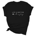 thumbnail image 3 of Pimfylm Summer Shirts for Women, Women's Casual Short Sleeve T-Shirts Crew Neck Tunic Basic Summer Tops Henry Shirt(Black,XL), 3 of 4