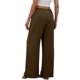 thumbnail image 4 of Womens Casual Linen High Waist Pants Drawstring Loose Fit Summer Pants Trousers with 2 Side Pockets Coffee L, 4 of 6