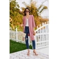 thumbnail image 2 of Ekouaer Zipper Robes for Women 3/4 Sleeves Lightweight House Coat Zip Up Bathrobe Soft Nightgown with Pockets, 2 of 6