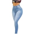 thumbnail image 1 of Gibobby Jeans dama cintura alta Pantalones vaqueros clásicos para mujer Pantalones de lápiz de mezclilla azul de cintura alta delgados ocasionales Pantalones(Azul claro,XL), 1 of 5