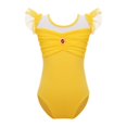thumbnail image 1 of CHUANK Kids Girls Ballet Dance Gymnastics Leotard Tutu Ruffle Sleeve Ruched Mesh Bodysuit Ballerina Dancing Class Performance Dancewear, 1 of 7