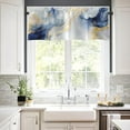 thumbnail image 6 of 2 Pack Valances Window Treatments, Blue Golden Marble Grey Abstract Blackout Drapes Adjustable Curtain for Windows Living Room Kitchen Over Sink, 18x52 Inch Rod Pocket Valances, 6 of 6