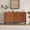 Wood 2+ MDF, variant on Modern Art Solid Wood Sideboard 59x16x35 Inches - Wave Relief Design, Walnut Texture, Iron Legs Living Room Storage Cabinet