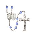 thumbnail image 1 of St. Luke the Apostle / Doctor Silver-Plated Rosary 6mm September Blue Fire Polished Beads Crucifix Size 1 5/8 x 1 medal charm, 1 of 1