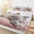 thumbnail image 3 of Feelyou Kawaii Cat Kitten Twin Sheet Sets, Cute Cartoon Animal Twin Fitted Sheet, Teens Kids Boys Girls Flat Sheet, Luxury Bedroom Decor, 3-Piece, 3 of 7