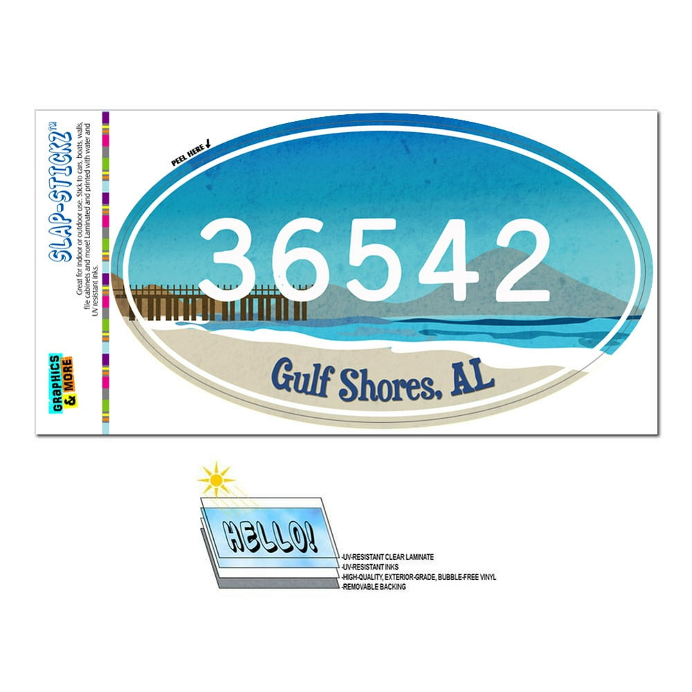 36542 Gulf Shores, AL Beach Pier Oval Zip Code Sticker Walmart