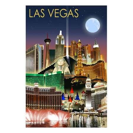 Las Vegas, Nevada - Las Vegas at Night Print Wall Art By Lantern
