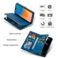 thumbnail image 4 of Case for iPhone 14 Pro Max Zipper Wallet Case, Large Capacity Card Slots Cash Hoider Zipper Pocket Premium PU Leather Flip Cover with Wrist Strap Magnetic Clasp Kickstand Shockproof Case,Blue, 4 of 8