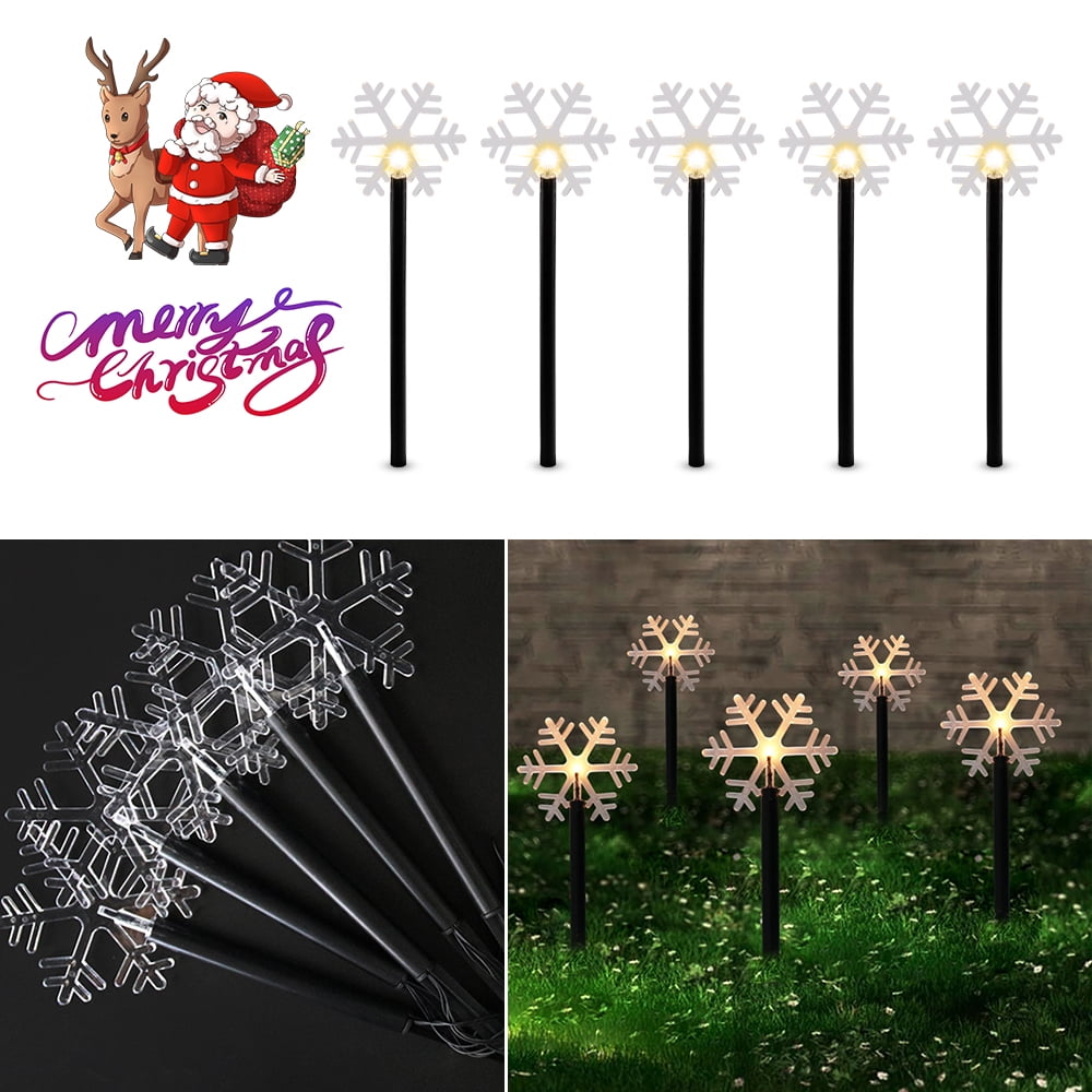 Snowflake Pathway Lights Outdoor, 5 Pack Christmas Stake Lights for