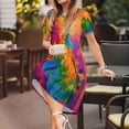 thumbnail image 3 of Disketp Colorful Parrot Jungle Dream A para Vestido de Manga Corta para Mujeres, Vestidos de Verano para Mujeres, Casual y Holgado para la Playa, 3 of 6