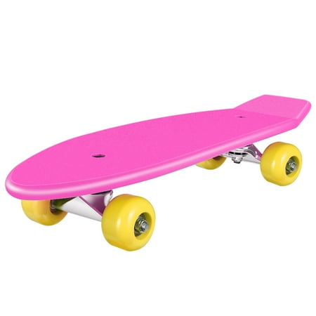 MOVTOTOP Kids Skateboard Kit Complete Skateboard Downhill Longboard with Protective Gears for Boys Girls Kids Beginners (Pink)