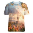 thumbnail image 5 of Blossoming Paris Eiffel Tower T Shirts Basic T-Shirt Short Sleeve Ladies Tee Shirt Summer Graphic Clothing, 5 of 6