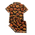 thumbnail image 6 of WTOBBY Ladies' Two-Piece Halloween Pajamas Set Loose Fit Short Sleeve Top & Soft Shorts Printed Sleepwear Comfortable Loungewear Home Wear Cozy Outfit,Black L, 6 of 6