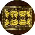 thumbnail image 1 of Ahgly Company Machine Washable Indoor Round Oriental Yellow Industrial Area Rugs, 6' Round, 1 of 4