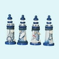 thumbnail image 2 of MasteelfCA Lighthouse Decor Nautical Marine Model Mediterranean Style Hand Painted Lighthouse Nautical Fish Net Shell Buoy Decor - Size 5X5X13CM (Random Style), 2 of 7