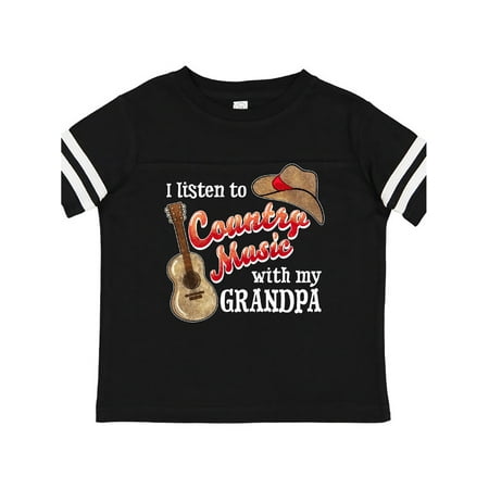 

Inktastic I Listen to Country Music with my Grandpa Guitar and Hat Gift Toddler Boy or Toddler Girl T-Shirt
