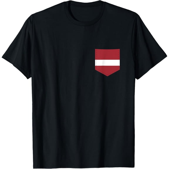 men and women can wear,Latvia Flag with Printed Latvian Flag Pocket T-Shirt