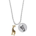thumbnail image 1 of Delight Jewelry Goldtone Brown Giraffe Silvertone Script Initial Disc - G - Charm Necklace, 20"+3", 1 of 4
