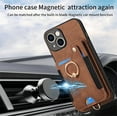 thumbnail image 4 of Asuwish Phone Case for iPhone 15 6.1 inch Wallet Cell Cover with Tempered Glass Screen Protector Slim Lanyard Wrist Strap RFID Ring Stand Credit Card Holder Slot i Phone15 i15 15Case Women Men Brown, 4 of 11