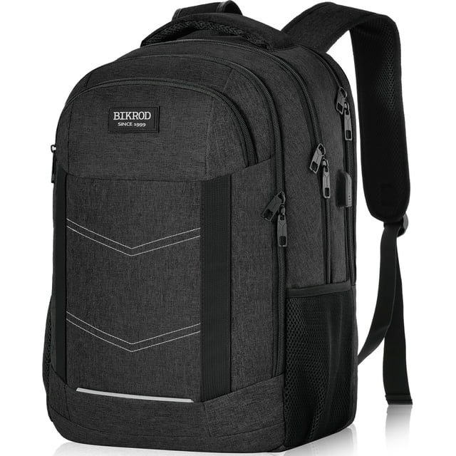 Mochila de viaje BIKROD para portátil de 15,6 pulgadas con puerto de carga USB, color negro