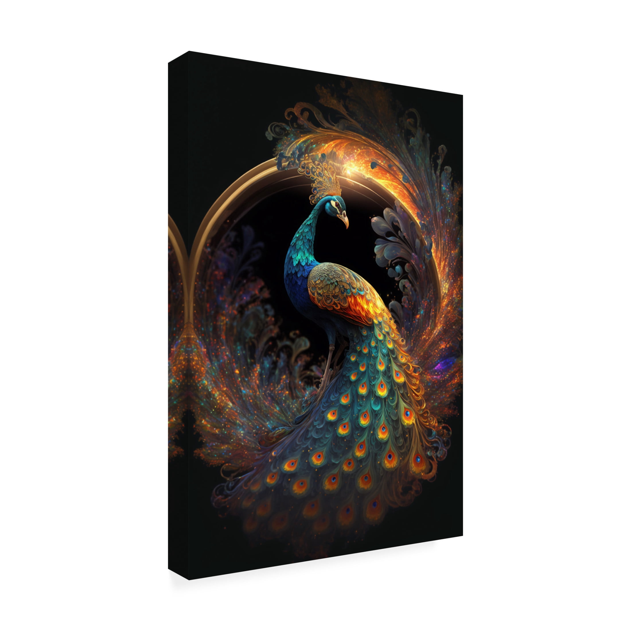 Canvas Wall Art - Ray Heere 'Proud Peacocks 20' Wall Art for Living Room, Bedroom, or Office Décor by Trademark Fine Art - 16 x 24 Inches