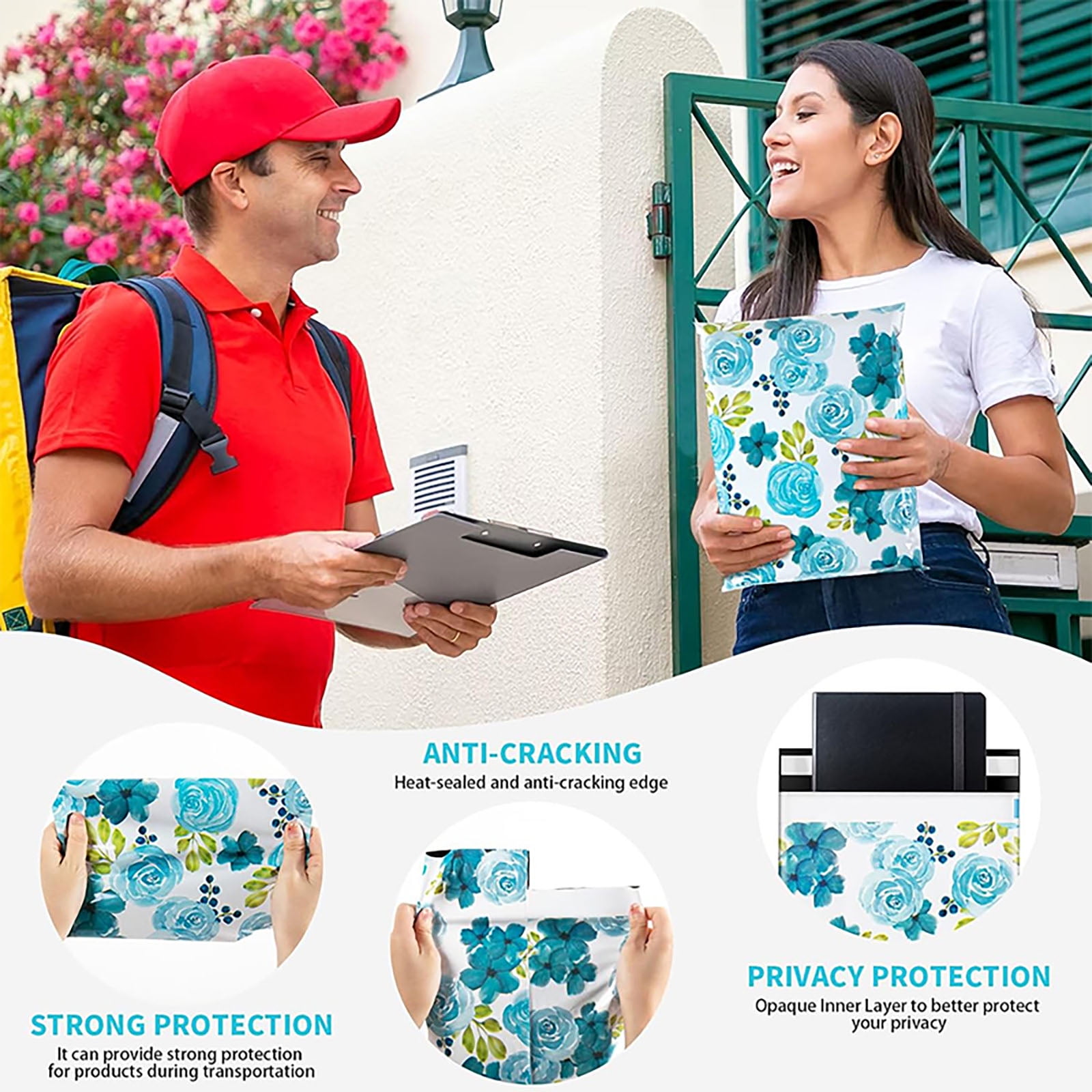 Floral Poly Mailers 10x13 Inch 100Pcs, Self-Seal Mailing Envelopes for Clothing & Small Business, Strong Adhesive Shipping Bags