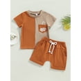 thumbnail image 2 of Genuiskids Kids Baby Boys Summer Outfits Contrasting Color Short Sleeve T-shirt with Juice Pockets and Casual Elastic Shorts Toddler Clothes Set, 2 of 9