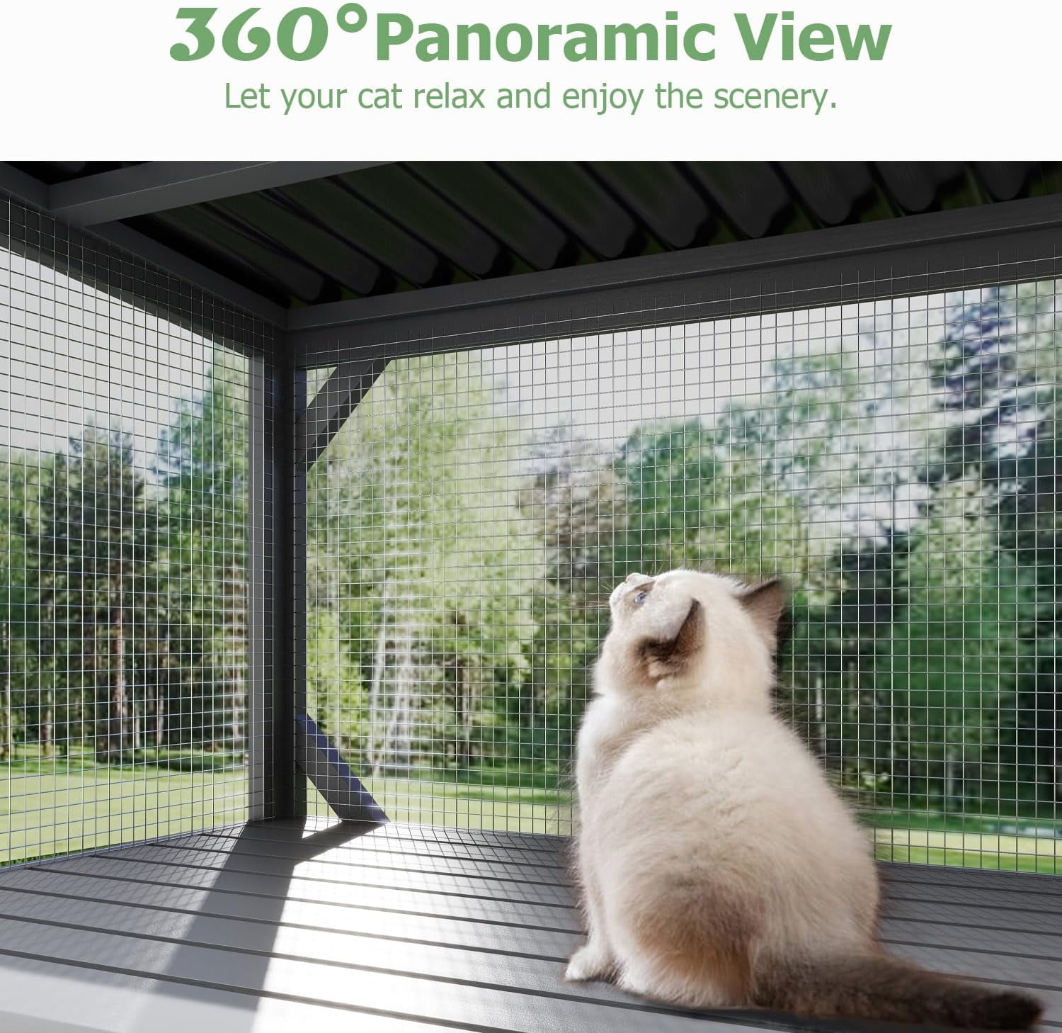 Catio Outdoor Cat Enclosure Window Perch for Sunbathing, Napping, Overlooking Hammock for Safely Enjoying Outdoor Sights - All Weather Use