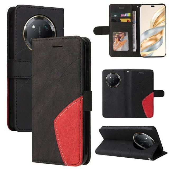 GANGXUN Flip Case for Honor X60 Pro 5G – Leather Wallet Cover with Card Slots, Kickstand & Color Stitching Protective Folio