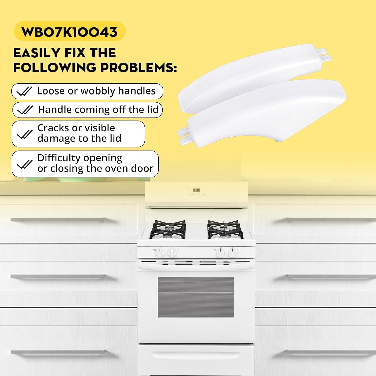 Aniceparthy 2Pcs Whole Parts Oven End Cap Handle (White) Part # WB07K10043 Replacement and Fit for Some GE Ovens Replaces AP3140301, 242805, AH228368, EA228368, PS228368, WB07T10144