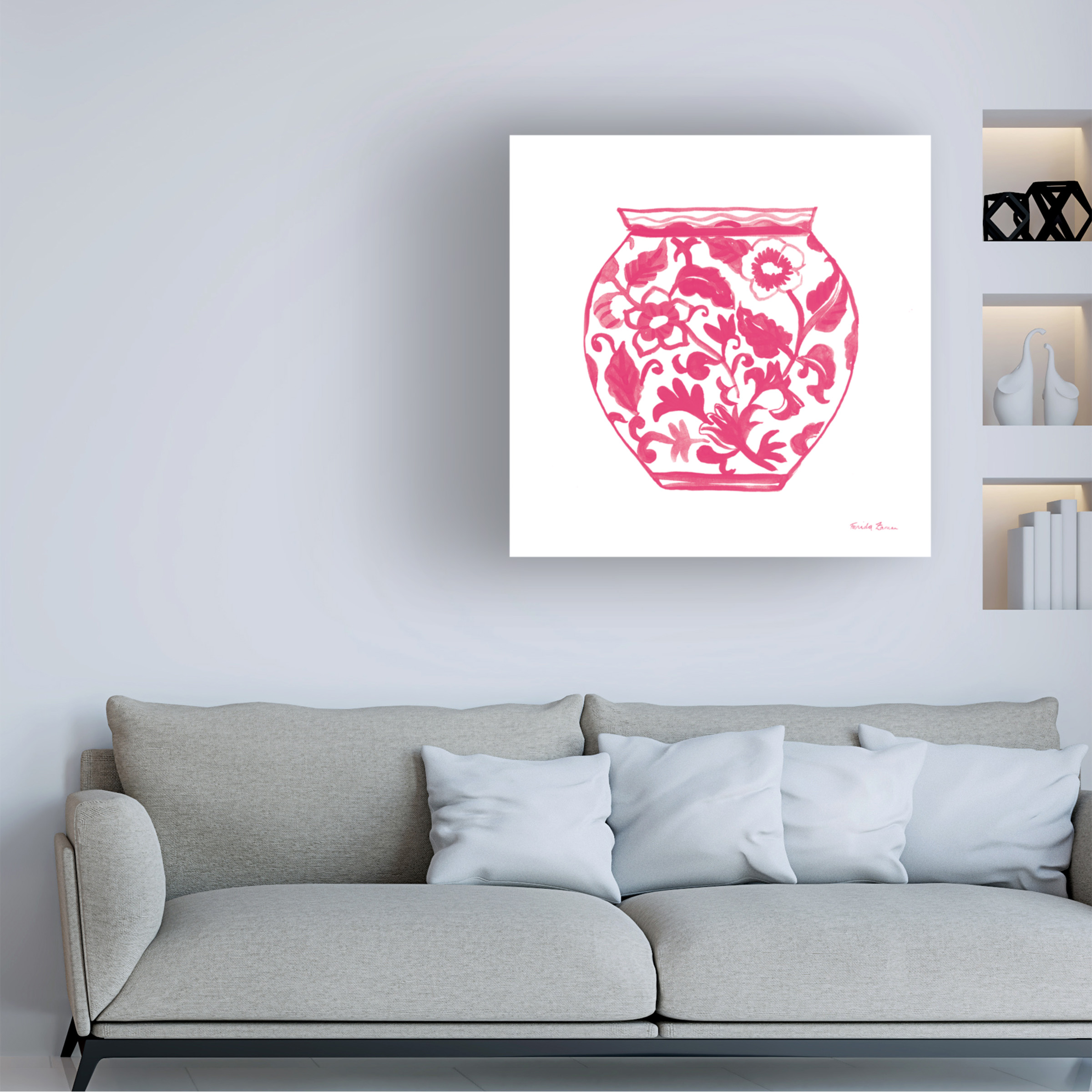 Farida Zaman 'Chinoiserie I Pink' Canvas Art