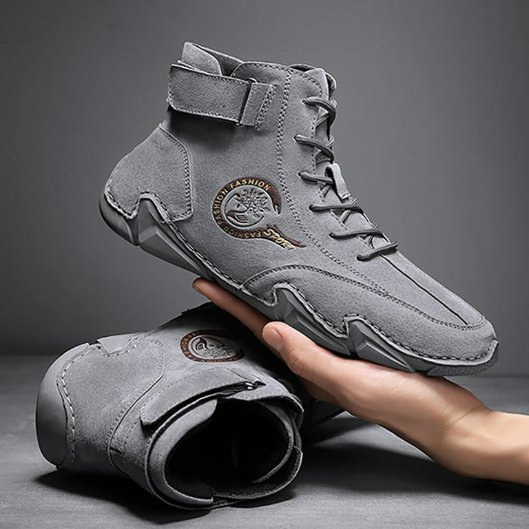 Men's Sneakers Winter Padded Leather High Top Hook Loop Short