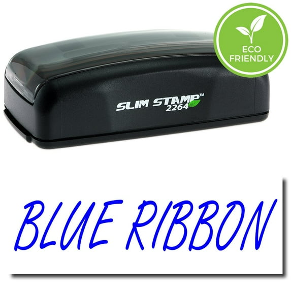 Large Pre-Inked Blue Ribbon Stamp with Red Ink