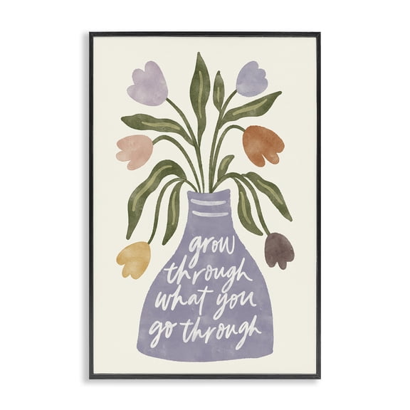Stupell Industries Bohemian What You Go Through Flowers Black Framed Giclee Art, 12 x 18, by Amanda Houston