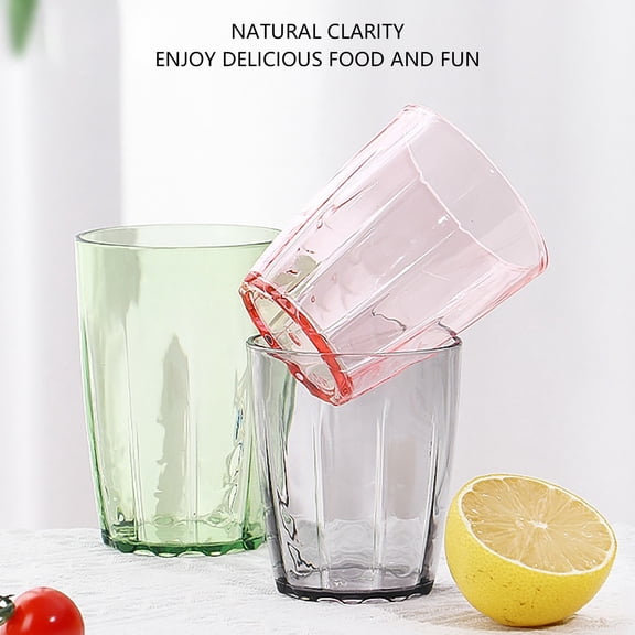 Nallwabiu Plastic Reusable Drinking Cups, BPA-Free Tumblers with Assorted Colors, Stackable Cups for Kitchen, Party, Outdoor & Daily Use๏ผClear๏ผ