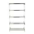 thumbnail image 6 of DecMode 38" x 69" Silver Metal Rectangular 4-Tier Shelving Unit with Clear Glass Top and Acrylic Legs, 1-Piece, 6 of 9
