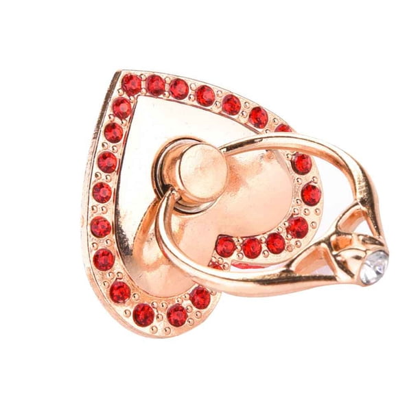 Methold Soporte para teléfono móvil en forma de corazón Rhinesone accesorios giratorios de soportes de marco de 360 grados Teléfono y Comunicación rojo
