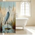 thumbnail image 3 of Erosebridal Dreamy Heron Bird Shower Curtain 72Wx72L,Retro Animals Bathroom Curtain,Blue Green, 3 of 5