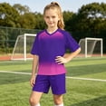 thumbnail image 6 of IFNWSV Girls Athletic Sets 2 Piece Short Sleeve Round Neck Thin and Breathable Top and Shorts with Pocket Set Purple 11-12 Years, 6 of 7