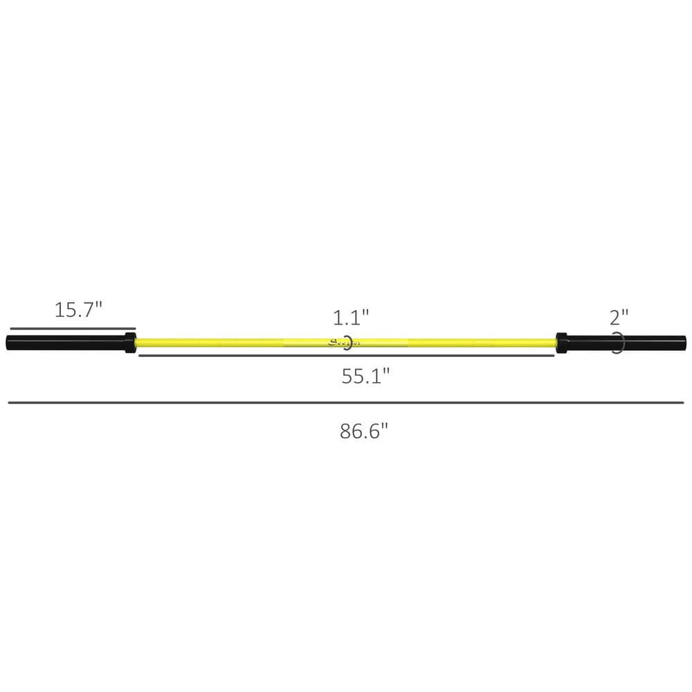 Resenkos 7.2ft Olympic Weight Bar, with Rotating Sleeves & Non-Slip Knurling Grip, 1500lbs Weight Capacity, Yellow, Heavy-Duty