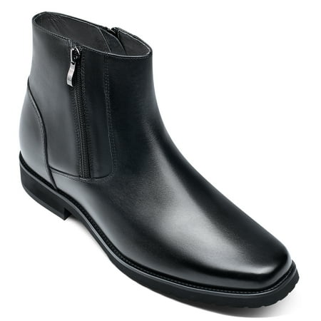 

CMR CHAMARIPA Height Increasing Boots Elevator Boots For Men Black Leather With Side Zipper Boots Get Taller 8CM / 3.15 Inches