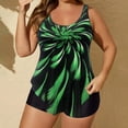 thumbnail image 1 of Pisexur Women's Plus Size Modest Tankini Swimsuit with Shorts Tummy Control Flowy Printed Two Piece Bathing Suit Adjustable Straps for Beach Pool Vacation Green,XL, 1 of 5