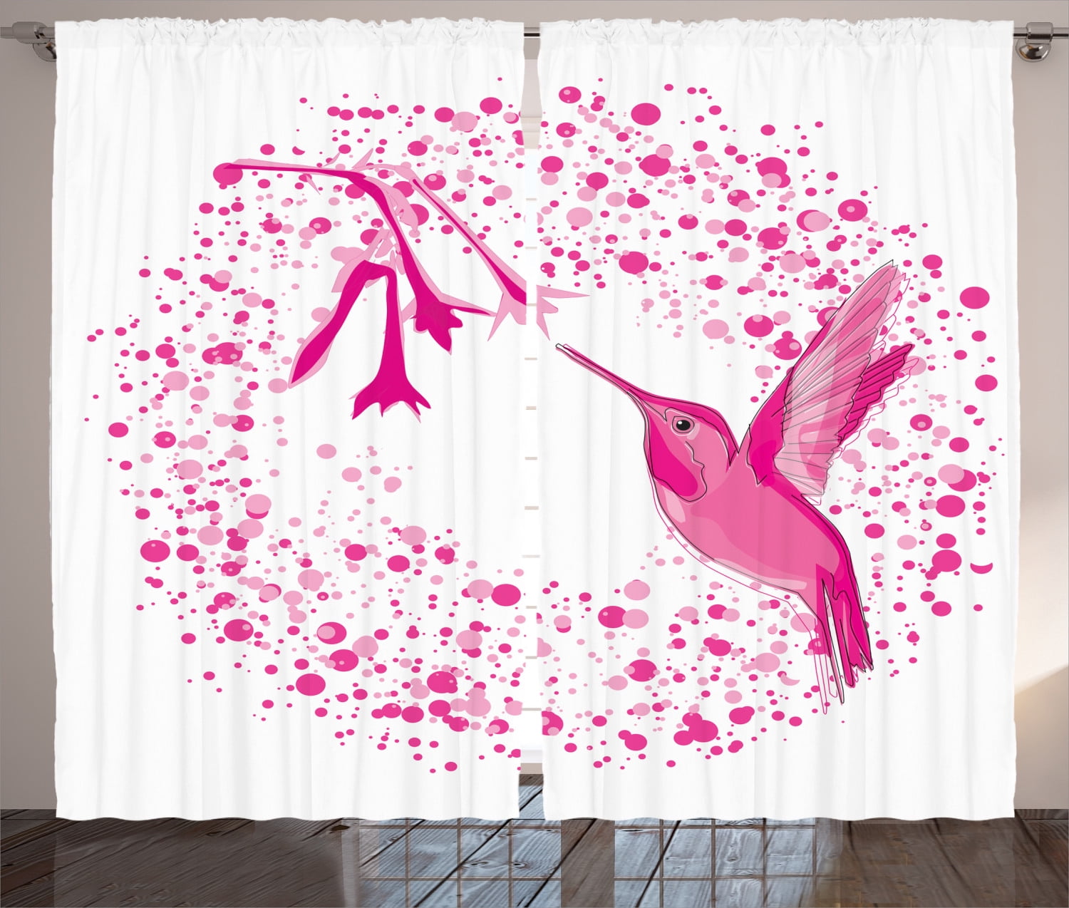 Hummingbirds Decorations Curtains 2 Panels Set, Hummingbird Flies to