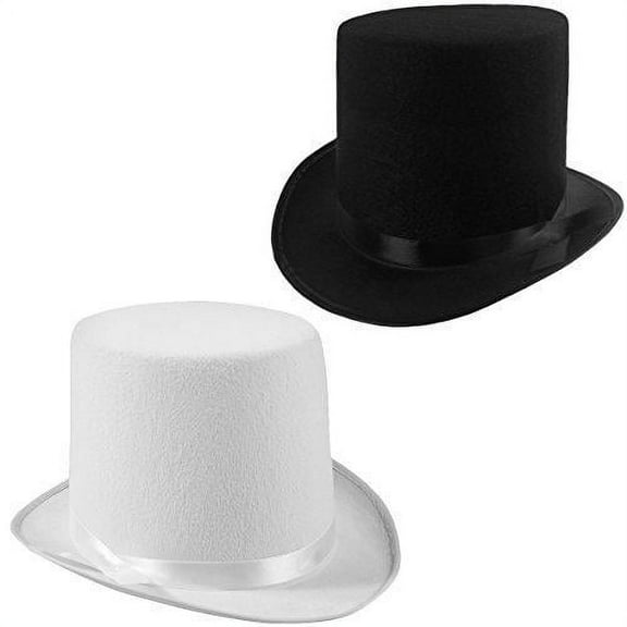 Felt Top Hats - 2 Pack - 1 Black & 1 White Top Hat Costume Hats Funny Party Hats