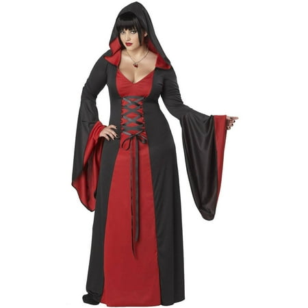 Deluxe Hooded Red Robe Women's Plus Size Adult Halloween Costume, Women's
